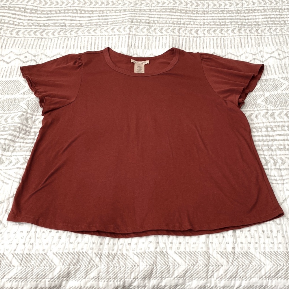 Philosophy Burnt Orange Flutter Sleeve Crewneck Tee